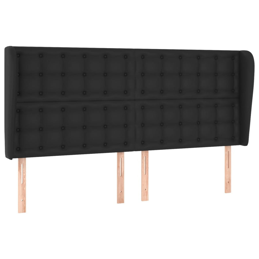 Hoofdbord Met Randen Kunstleer 163 x 23 x 118/128 cm Zwart