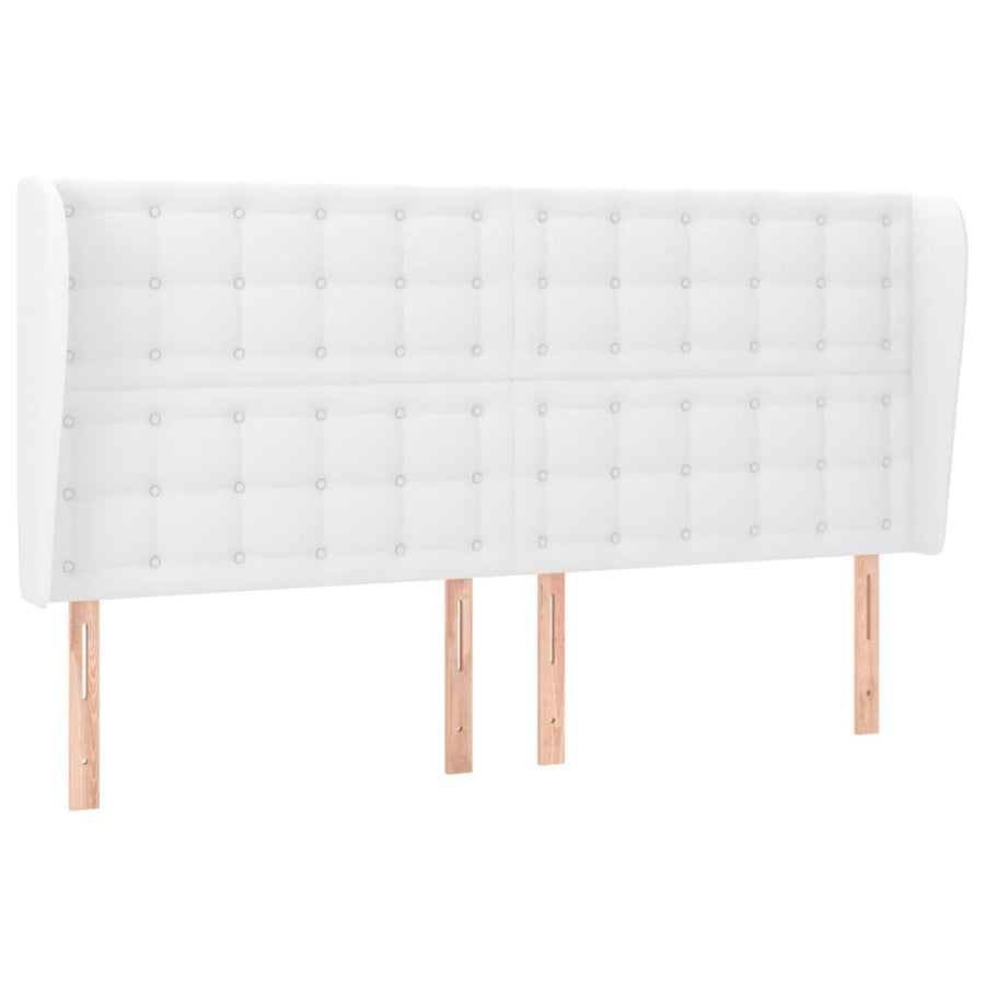 Hoofdbord Met Randen Kunstleer 163 x 23 x 118/128 cm Wit