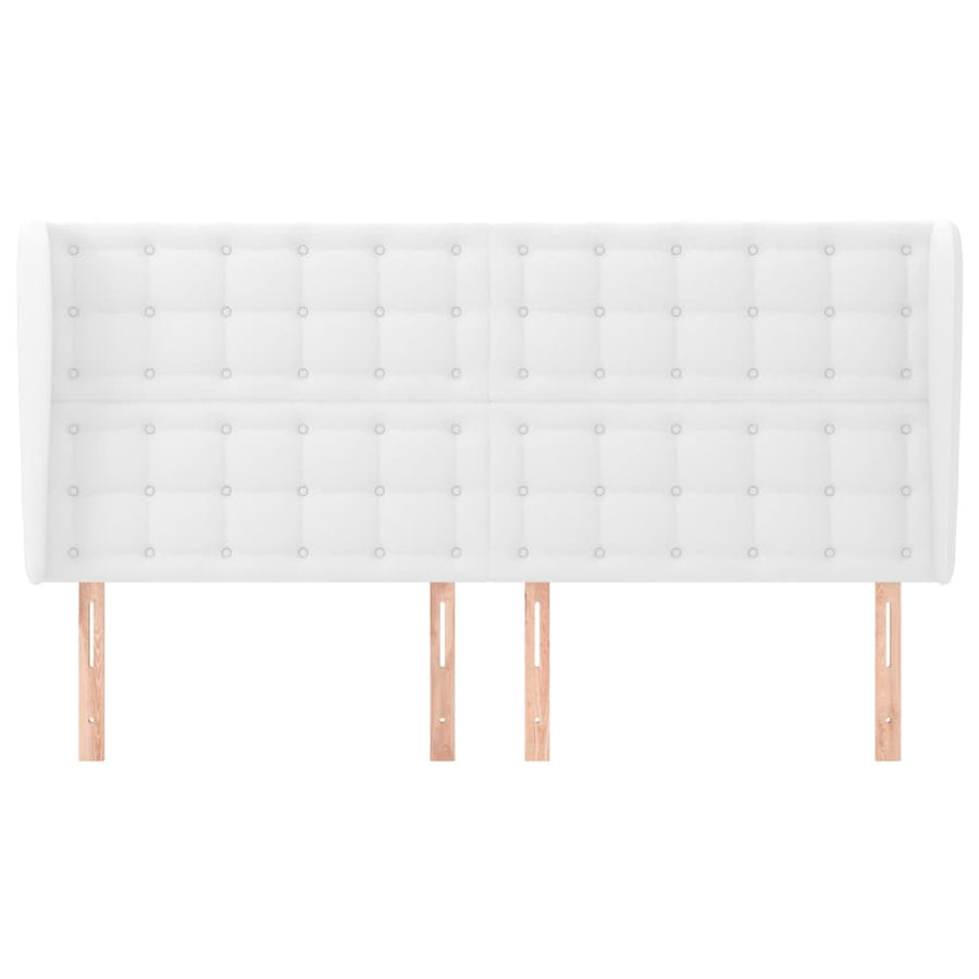 Hoofdbord Met Randen Kunstleer 163 x 23 x 118/128 cm Wit