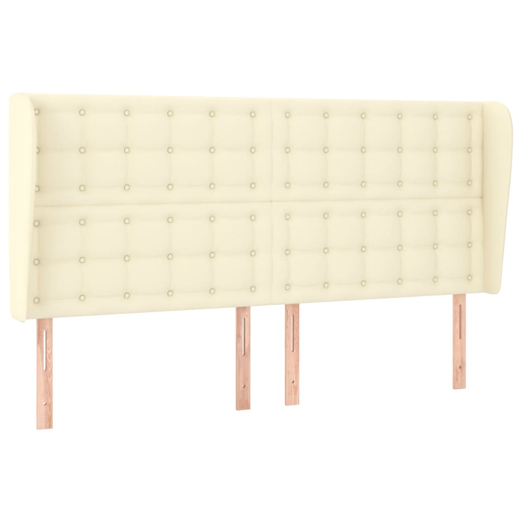 Hoofdbord Met Randen 163X23X118/128 Cm Kunstleer Crèmekleurig 163 x 23 x 118/128 cm