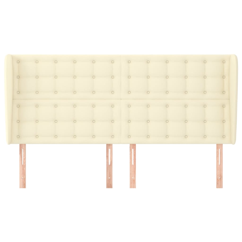 Hoofdbord Met Randen 163X23X118/128 Cm Kunstleer Crèmekleurig 163 x 23 x 118/128 cm