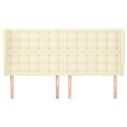 Hoofdbord Met Randen 163X23X118/128 Cm Kunstleer Crèmekleurig 163 x 23 x 118/128 cm