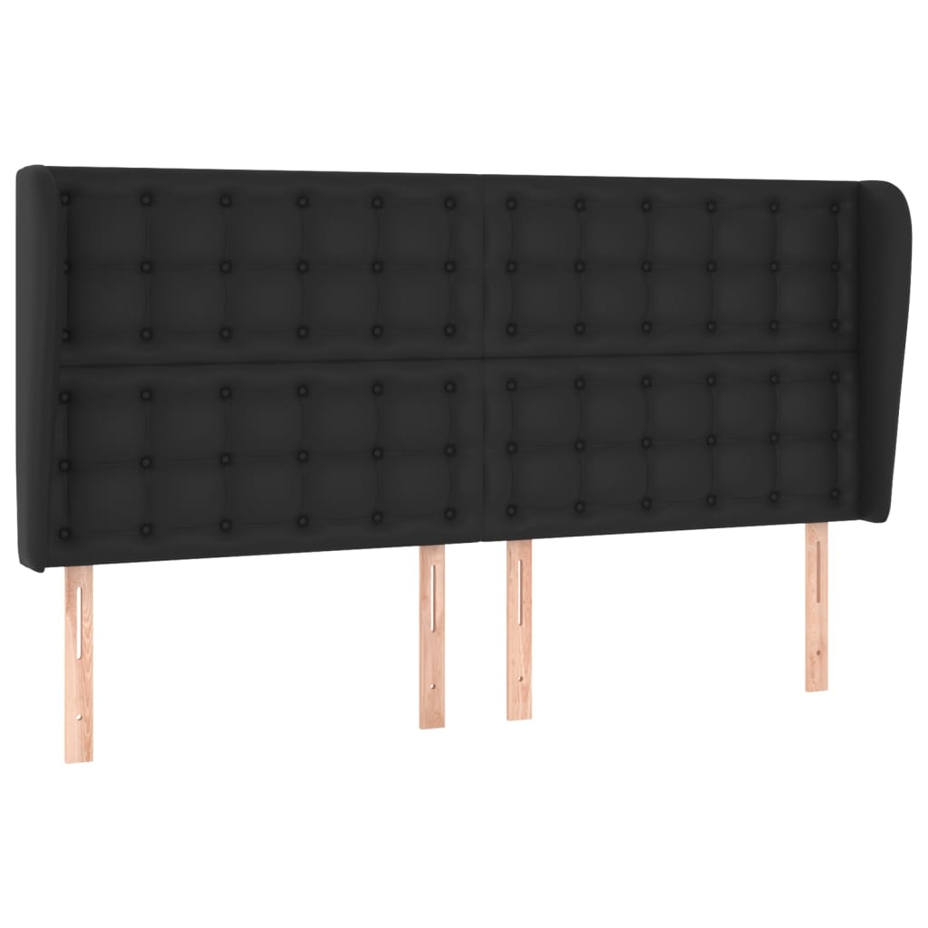 Hoofdbord Met Randen Kunstleer 183 x 23 x 118/128 cm Zwart