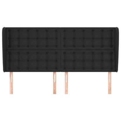 Hoofdbord Met Randen Kunstleer 183 x 23 x 118/128 cm Zwart