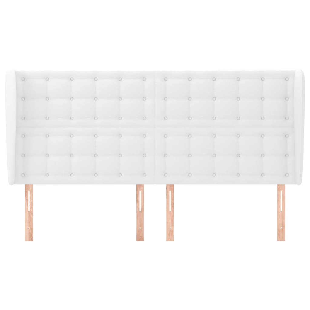 Hoofdbord Met Randen Kunstleer 183 x 23 x 118/128 cm Wit
