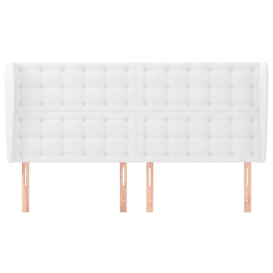 Hoofdbord Met Randen Kunstleer 183 x 23 x 118/128 cm Wit