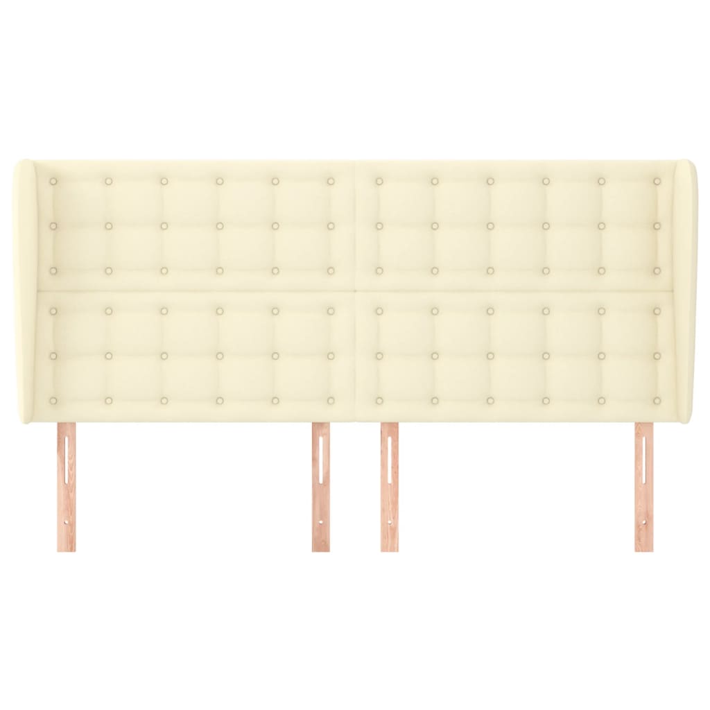 Hoofdbord Met Randen Kunstleer Kleurig 183 x 23 x 118/128 cm Crème