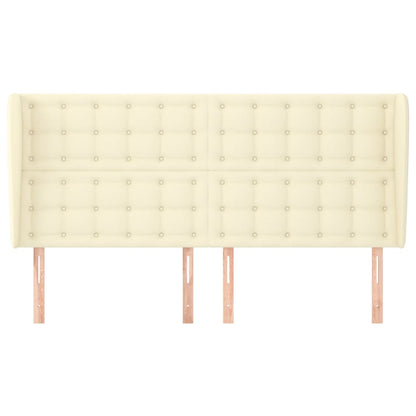 Hoofdbord Met Randen Kunstleer Kleurig 183 x 23 x 118/128 cm Crème