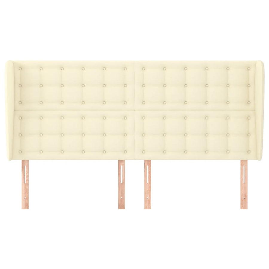 Hoofdbord Met Randen Kunstleer Kleurig 183 x 23 x 118/128 cm Crème
