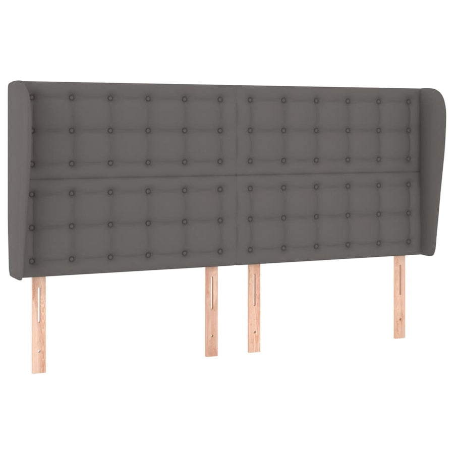 Hoofdbord Met Randen Kunstleer 183 x 23 x 118/128 cm Grijs