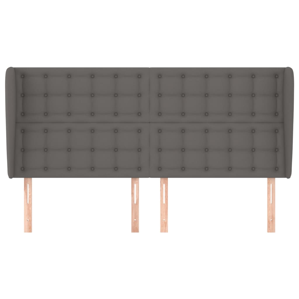 Hoofdbord Met Randen Kunstleer 183 x 23 x 118/128 cm Grijs