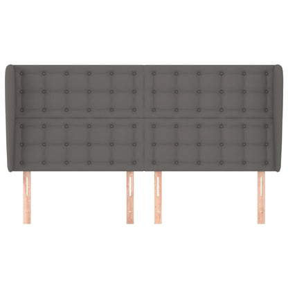 Hoofdbord Met Randen Kunstleer 183 x 23 x 118/128 cm Grijs