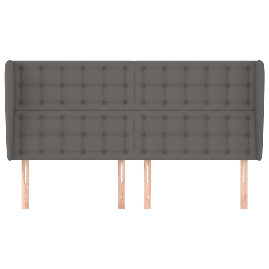 Hoofdbord Met Randen Kunstleer 183 x 23 x 118/128 cm Grijs