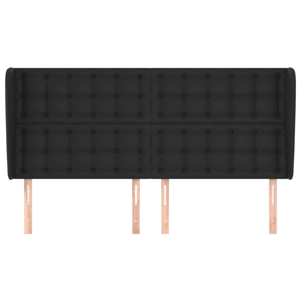 Hoofdbord Met Randen Kunstleer 203 x 23 x 118/128 cm Zwart