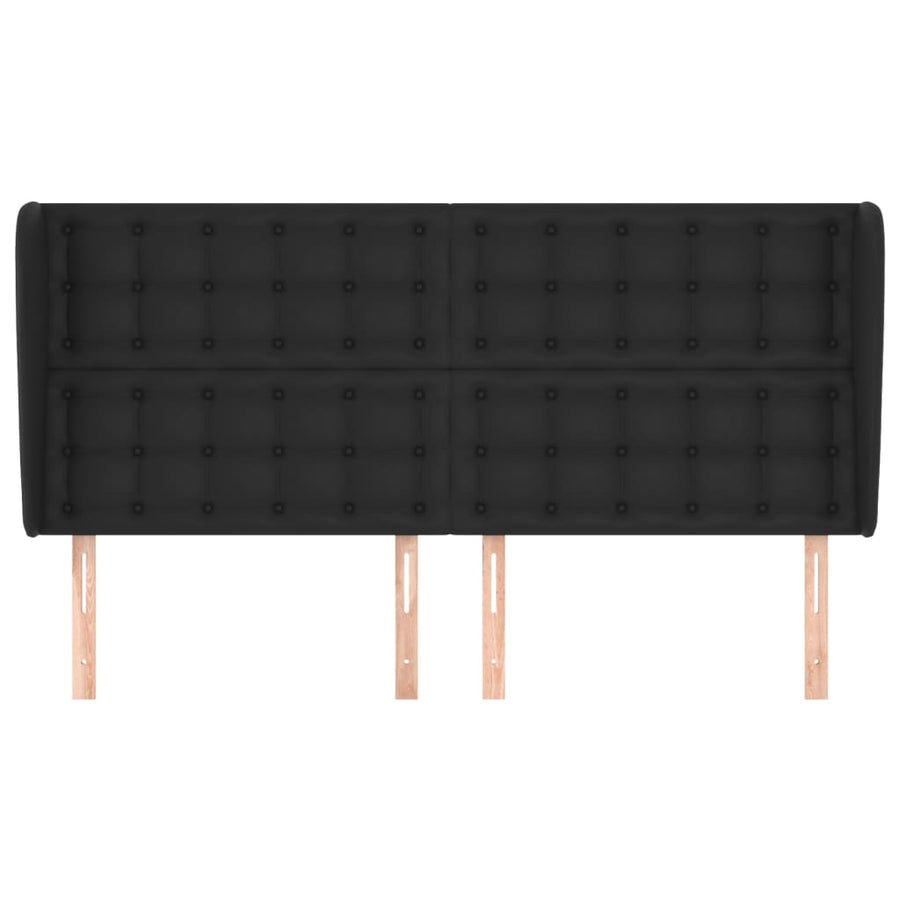 Hoofdbord Met Randen Kunstleer 203 x 23 x 118/128 cm Zwart