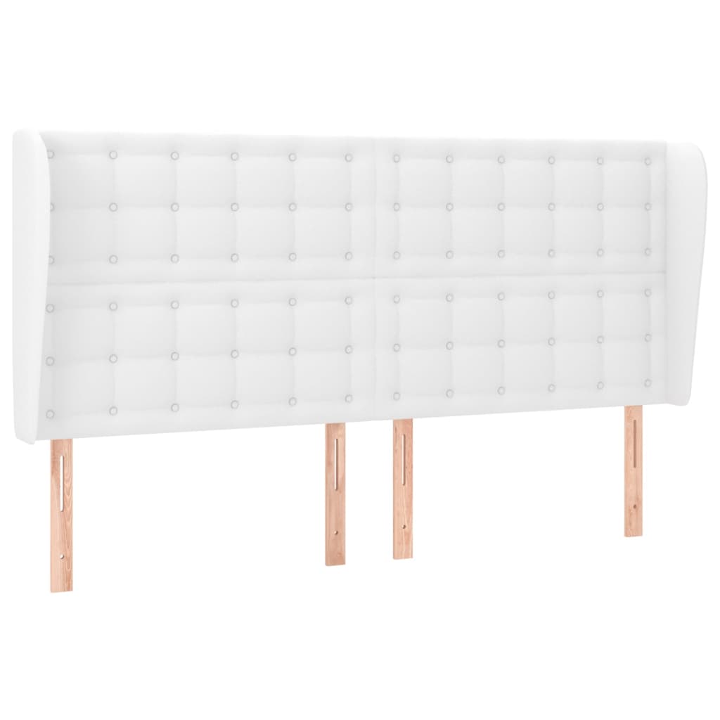 Hoofdbord Met Randen Kunstleer 203 x 23 x 118/128 cm Wit
