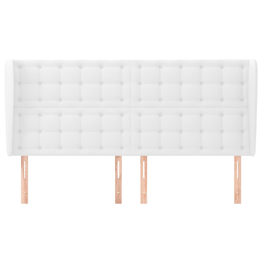 Hoofdbord Met Randen Kunstleer 203 x 23 x 118/128 cm Wit