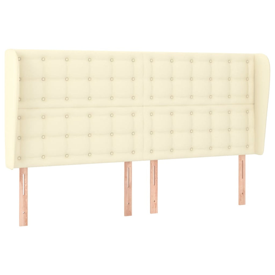 Hoofdbord Met Randen Kunstleer Kleurig 203 x 23 x 118/128 cm Crème