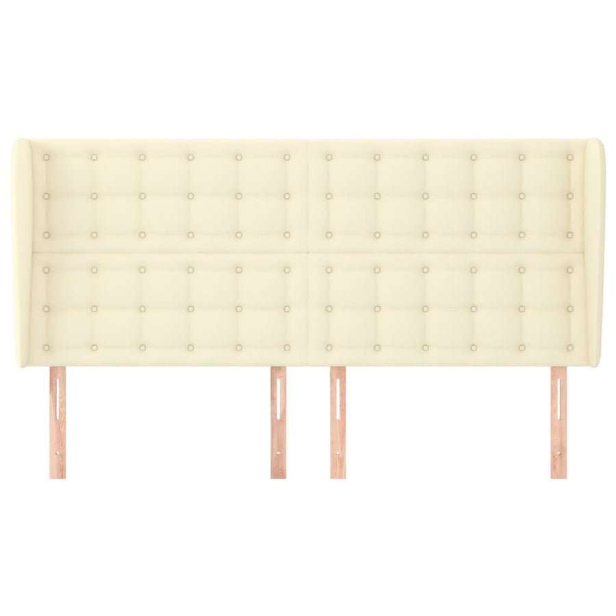 Hoofdbord Met Randen Kunstleer Kleurig 203 x 23 x 118/128 cm Crème