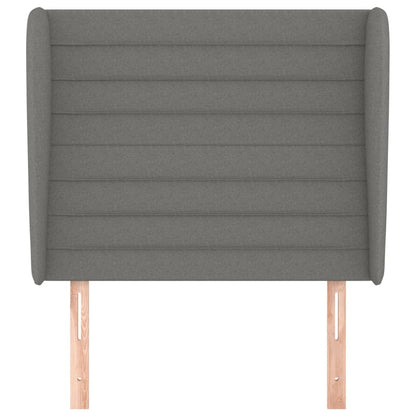 Hoofdbord met randen 83x23x118/128 cm stof donkergrijs 83 x 23 x 118/128 cm Donkergrijs