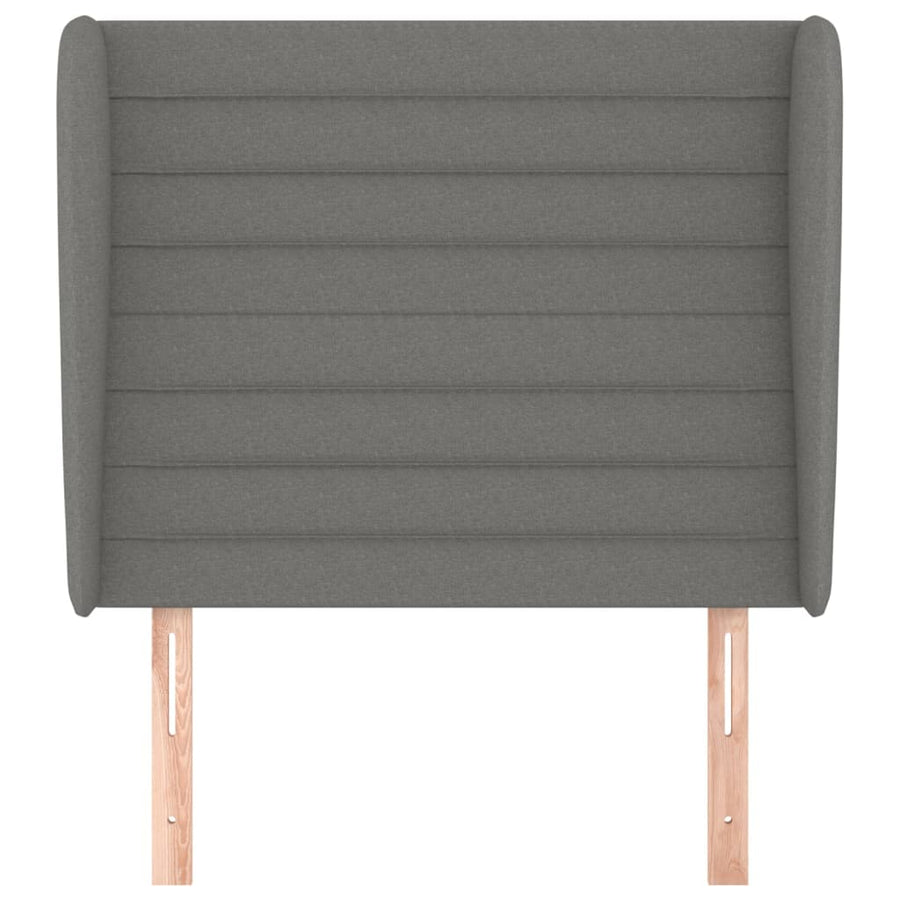 Hoofdbord met randen 83x23x118/128 cm stof donkergrijs 83 x 23 x 118/128 cm Donkergrijs