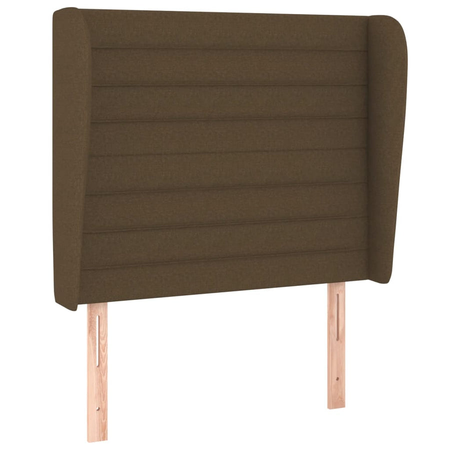 Hoofdbord met randen 93x23x118/128 cm stof donkerbruin