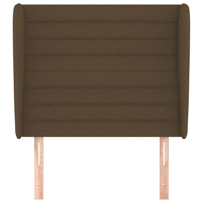 Hoofdbord met randen 93x23x118/128 cm stof donkerbruin