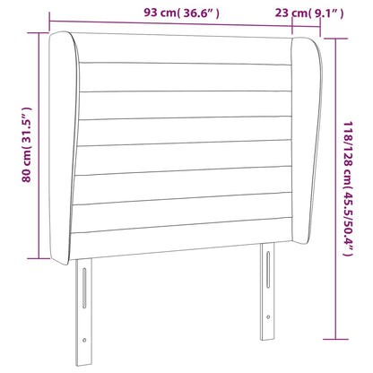 Hoofdbord met randen 93x23x118/128 cm stof donkerbruin