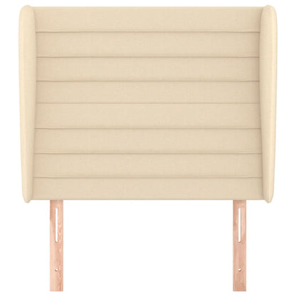Hoofdbord met randen 93x23x118/128 cm stof crèmekleurig 93 x 23 x 118/128 cm Crème