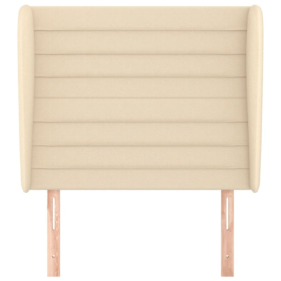 Hoofdbord met randen 93x23x118/128 cm stof crèmekleurig 93 x 23 x 118/128 cm Crème