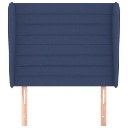 Hoofdbord met randen 93x23x118/128 cm stof blauw 93 x 23 x 118/128 cm Blauw