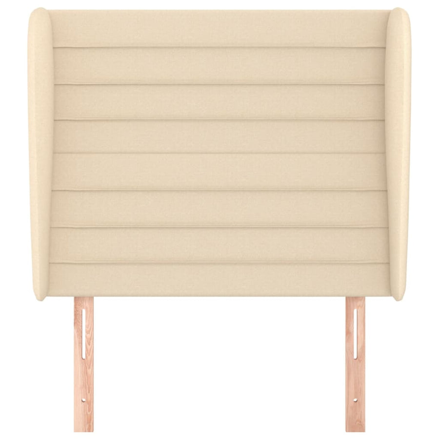 Hoofdbord met randen 103x23x118/128 cm stof crèmekleurig