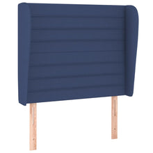 Hoofdbord met randen 103x23x118/128 cm stof blauw 103 x 23 x 118/128 cm Blauw
