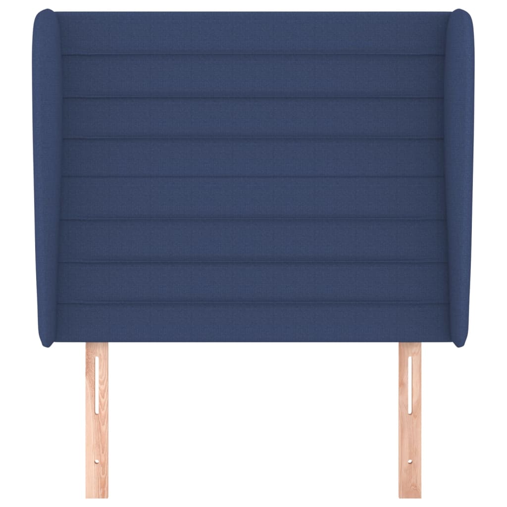 Hoofdbord met randen 103x23x118/128 cm stof blauw 103 x 23 x 118/128 cm Blauw