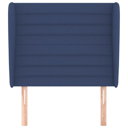 Hoofdbord met randen 103x23x118/128 cm stof blauw 103 x 23 x 118/128 cm Blauw