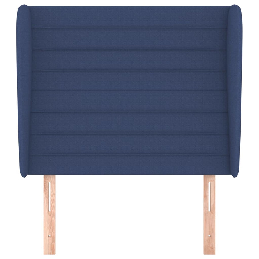 Hoofdbord met randen 103x23x118/128 cm stof blauw 103 x 23 x 118/128 cm Blauw