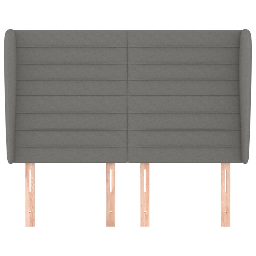 Hoofdbord met randen 147x23x118/128 cm stof donkergrijs 147 x 23 x 118/128 cm Donkergrijs