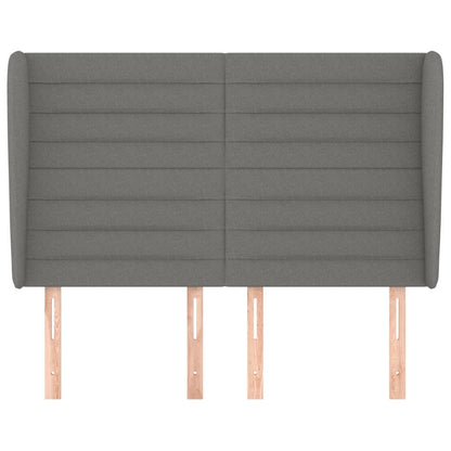 Hoofdbord met randen 147x23x118/128 cm stof donkergrijs 147 x 23 x 118/128 cm Donkergrijs