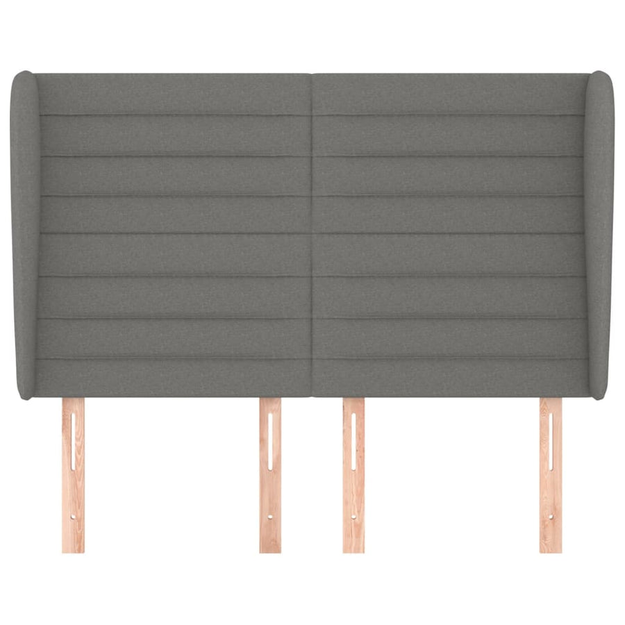 Hoofdbord met randen 147x23x118/128 cm stof donkergrijs 147 x 23 x 118/128 cm Donkergrijs
