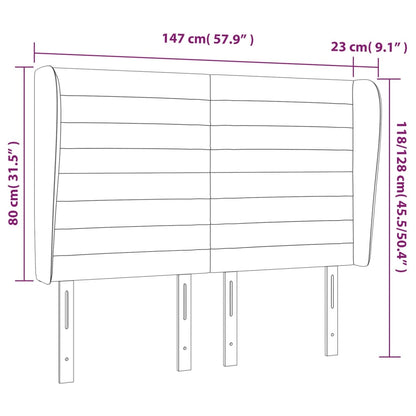 Hoofdbord Met Randen Stof 147 x 23 x 118/128 cm Zwart