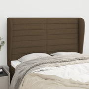 Hoofdbord stof donkerbruin 147x23x118/128 cm