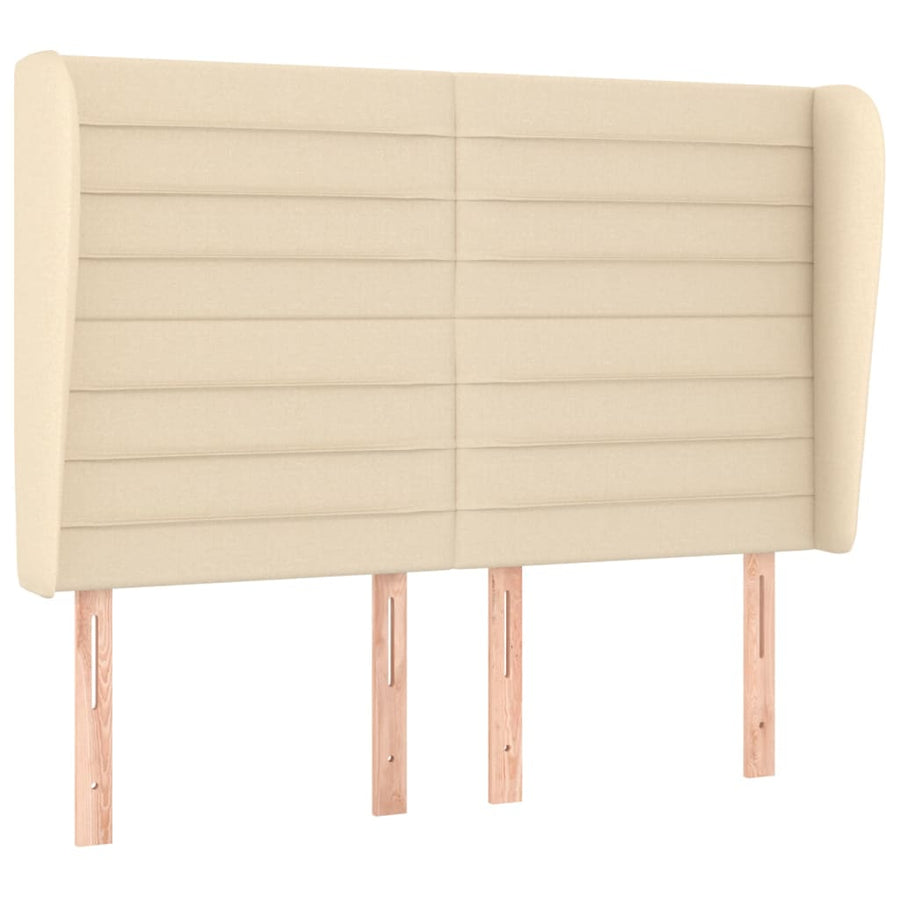 Hoofdbord met randen 147x23x118/128 cm stof crèmekleurig 147 x 23 x 118/128 cm Crème