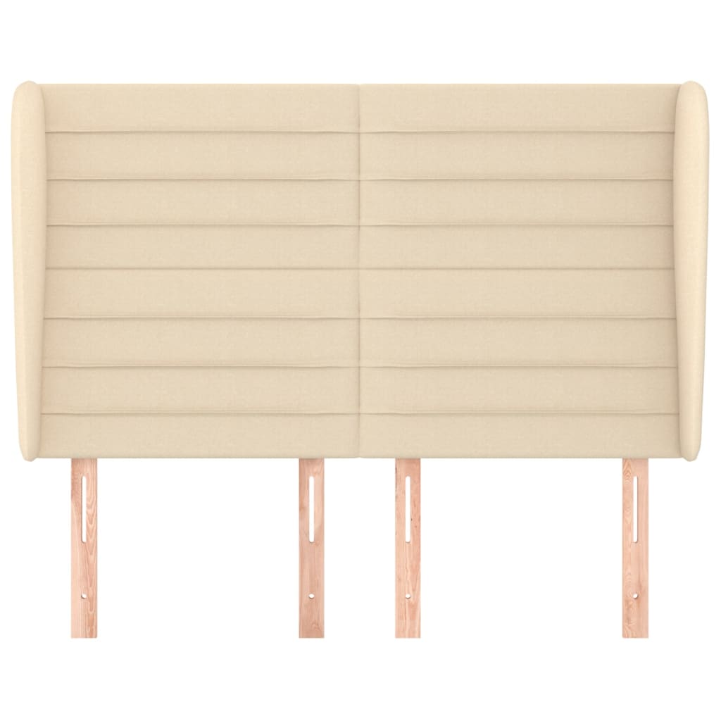 Hoofdbord met randen 147x23x118/128 cm stof crèmekleurig 147 x 23 x 118/128 cm Crème
