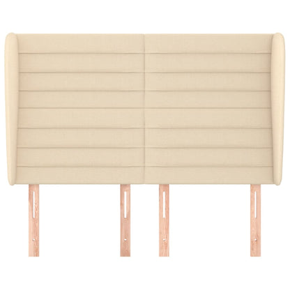 Hoofdbord met randen 147x23x118/128 cm stof crèmekleurig 147 x 23 x 118/128 cm Crème