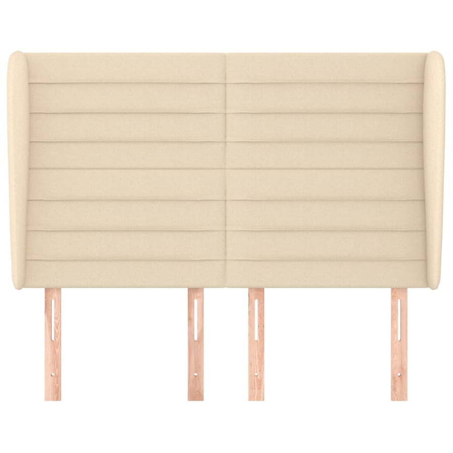 Hoofdbord met randen 147x23x118/128 cm stof crèmekleurig 147 x 23 x 118/128 cm Crème