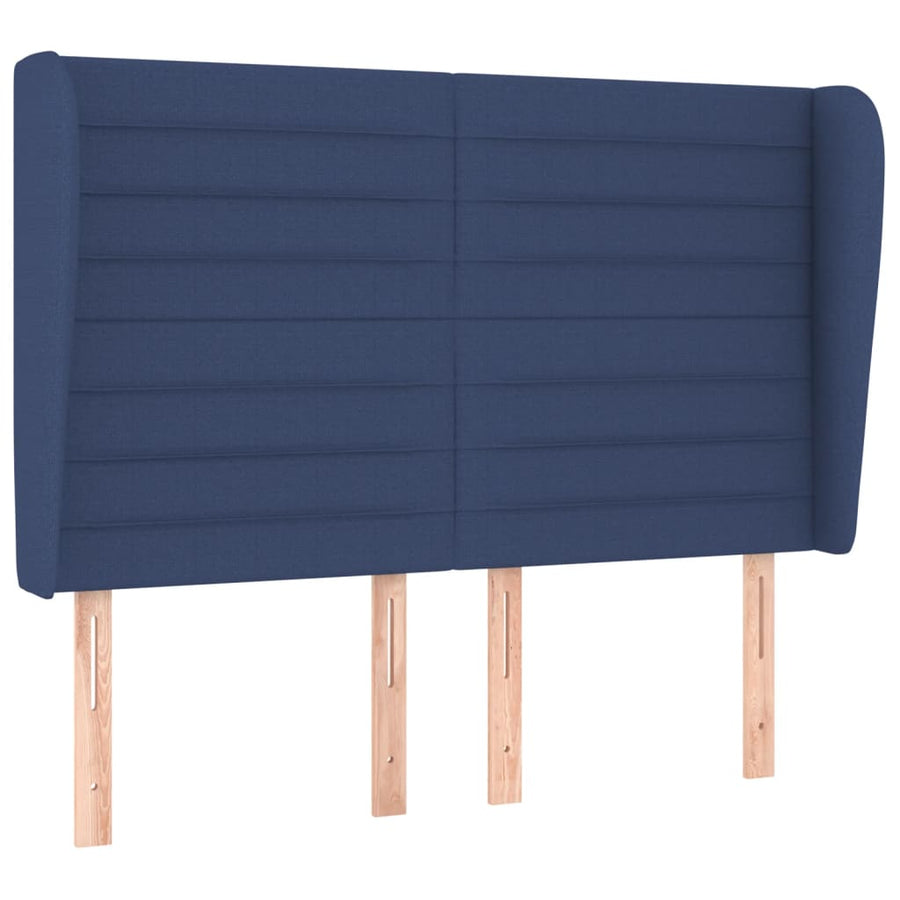 Hoofdbord met randen 147x23x118/128 cm stof blauw 147 x 23 x 118/128 cm Blauw