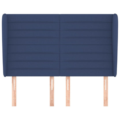 Hoofdbord met randen 147x23x118/128 cm stof blauw 147 x 23 x 118/128 cm Blauw