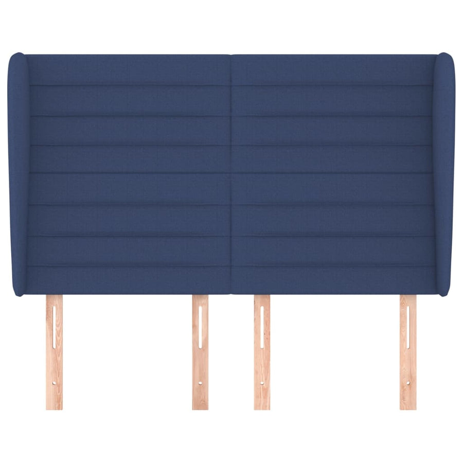 Hoofdbord met randen 147x23x118/128 cm stof blauw 147 x 23 x 118/128 cm Blauw