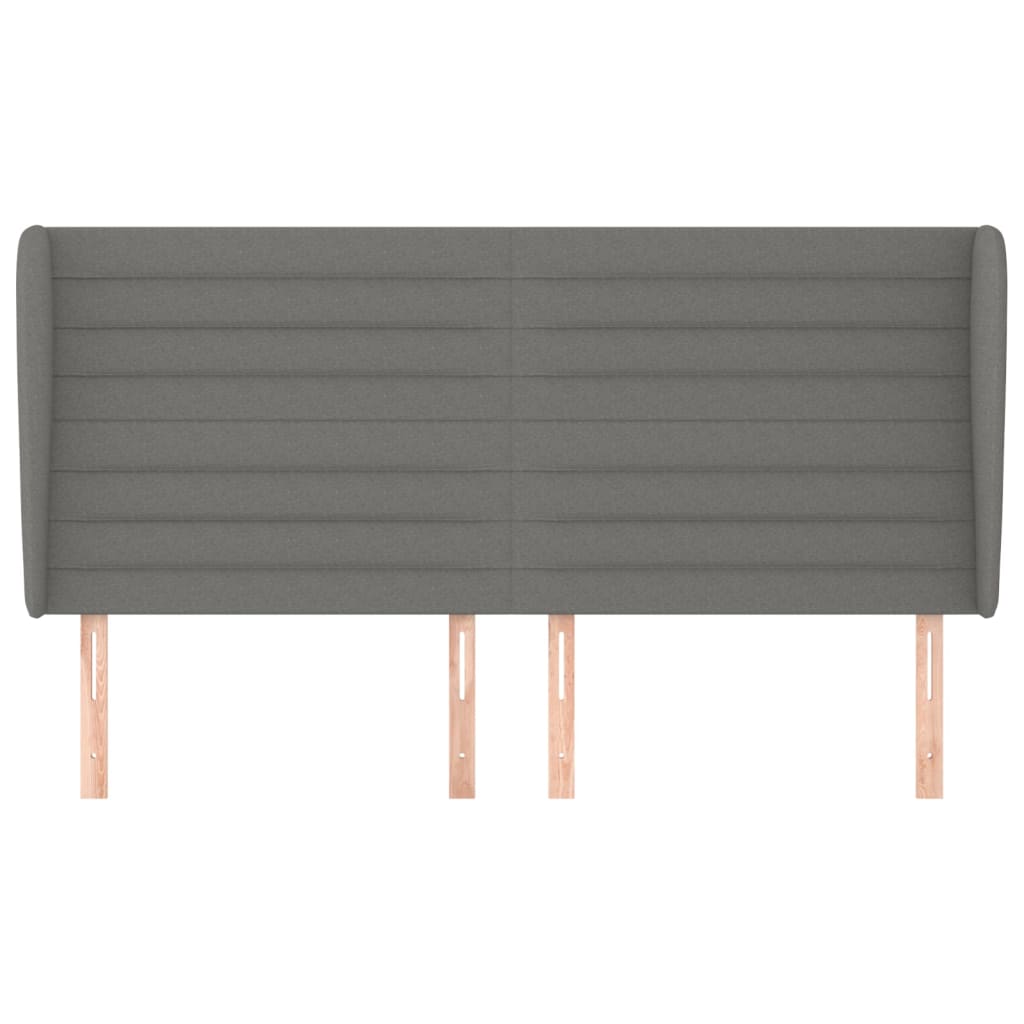 Hoofdbord met randen 163x23x118/128 cm stof donkergrijs 163 x 23 x 118/128 cm Donkergrijs