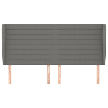 Hoofdbord met randen 163x23x118/128 cm stof donkergrijs 163 x 23 x 118/128 cm Donkergrijs